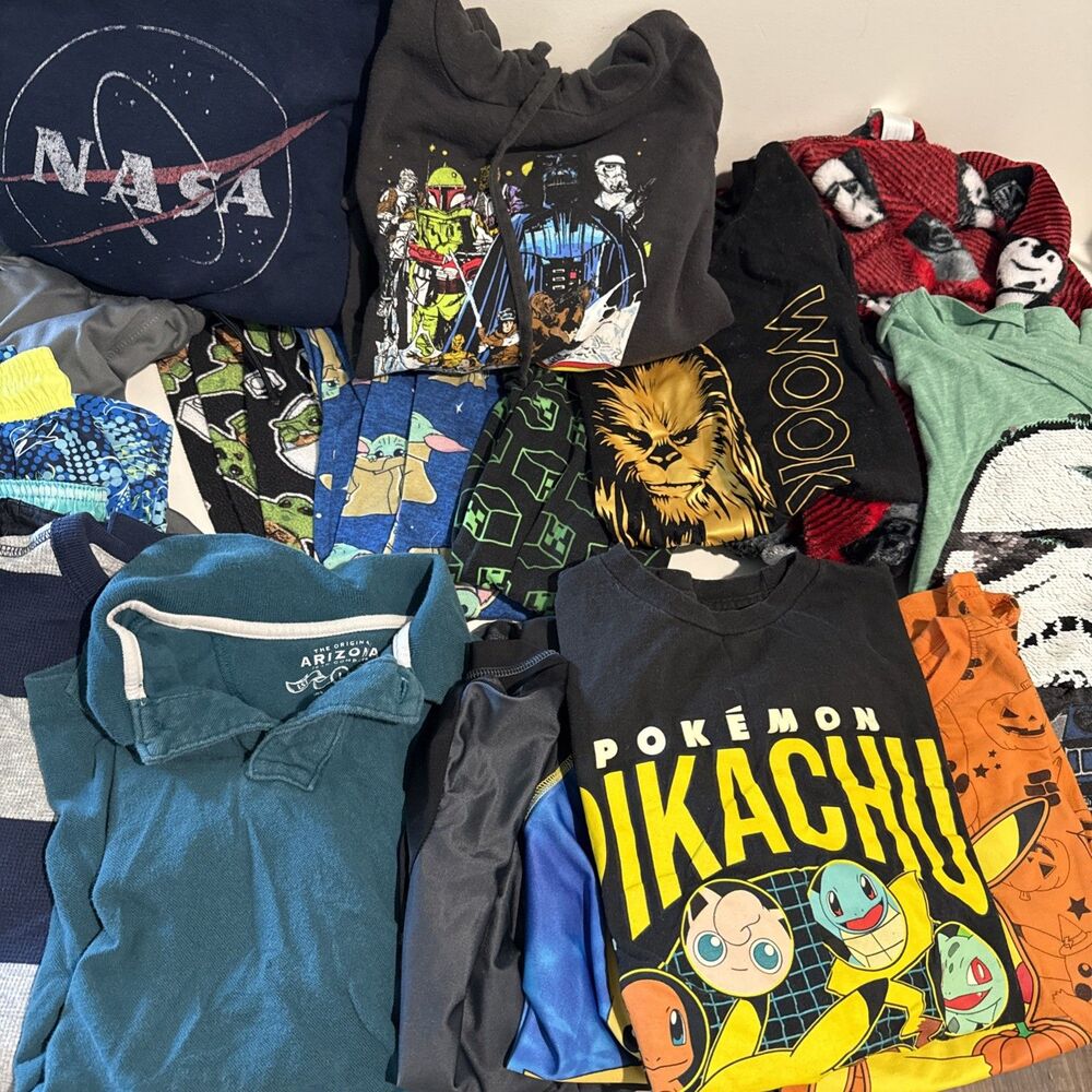 Boys Clothing Lot of 20 Size LARGE 10-12 STAR WARS Shirts Swim PJs Shorts Pants